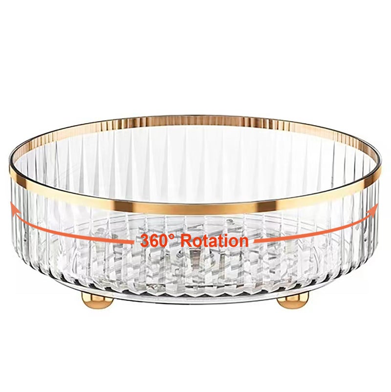 HANKOR Rotating Skincare Makeup Organizer, 11"" Round Lazy Susan, Turntable Vanity Organizers and Storage, Clear Large Spinning Cosmetic Perfume Display Cases (Clear) - Image 1